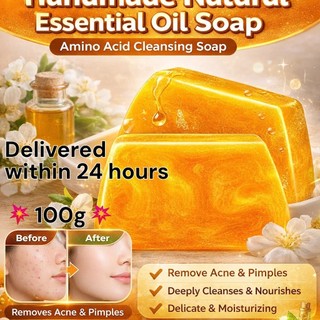 COD/In Stock❤️ Anti-Aging & Anti-Mite Formula ❤️ Handmade Amino Acid & Gold Essential Oil Scented Soap (100g) | Powerful Brightening & Moisturizing Facial Cleansing Soap | All-Natural Herbal Handmade Scented Essential Oil Soap
