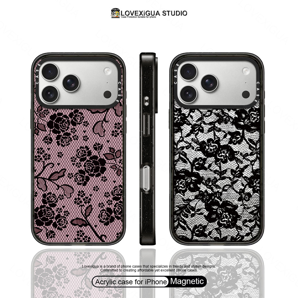 Simple Retroลูกไม้ดอกไม้เคสโทรศัพท์แม่เหล็กสําหรับiPhone 17Pro Max 17Air 16 Plus 17 16 15 14 13 12 Pro Maxกรณีกันกระแทกป้องกันปกหลัง