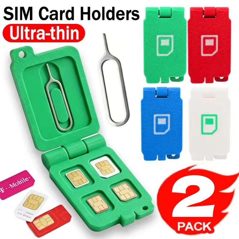 4 ช่องซิมการ์ดกล่องเก็บมินิบางพิเศษ-โทรศัพท์การ์ดเคสป้องกันเดินทางพกพาง่าย