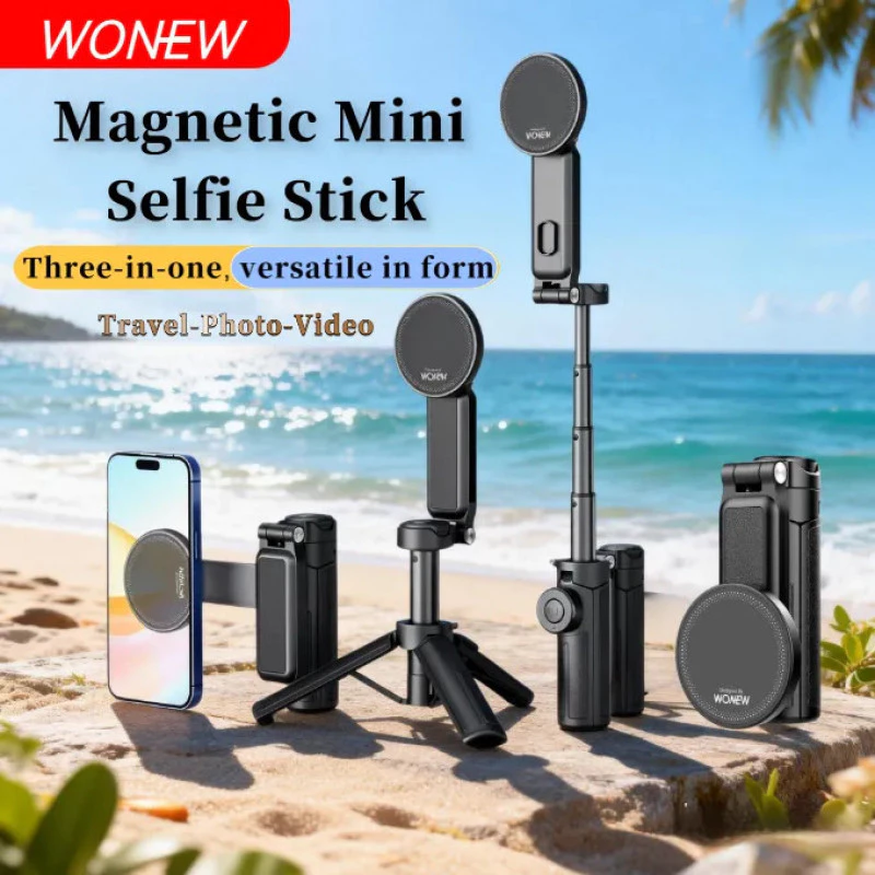 Wonew Z2 สามในหนึ่งเดียว Mini Selfie Stick Magnetic Selfie วงเล็บโทรศัพท์มือถือน้ําหนักเบาขาตั้งกล้องถ่ายภาพสําหรับ Vlog Selfie