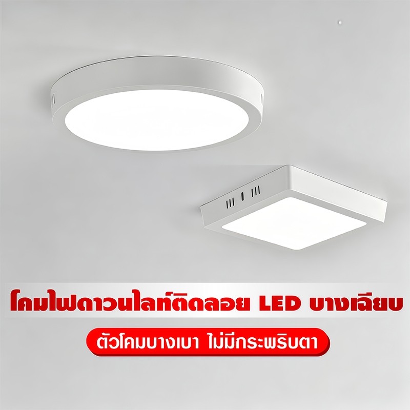 โคมไฟเพดาน LED ติดผิว ทรงกลม 6W 6500K แสงขาว แสงคุณภาพสูง Ra≥90 ประหยัดไฟ สำหรับทางเดิน ห้องครัว ห้องนอน