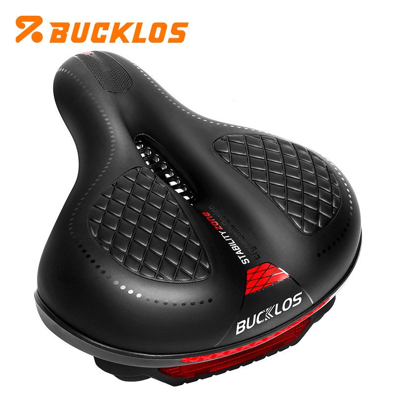 BUCKLOS ที่นั่งจักรยานเบาะสบายพร้อมไฟท้ายเบาะจักรยาน Thicken Shock-absorption Ergonomic MTB อานอุปกรณ์จักรยาน
