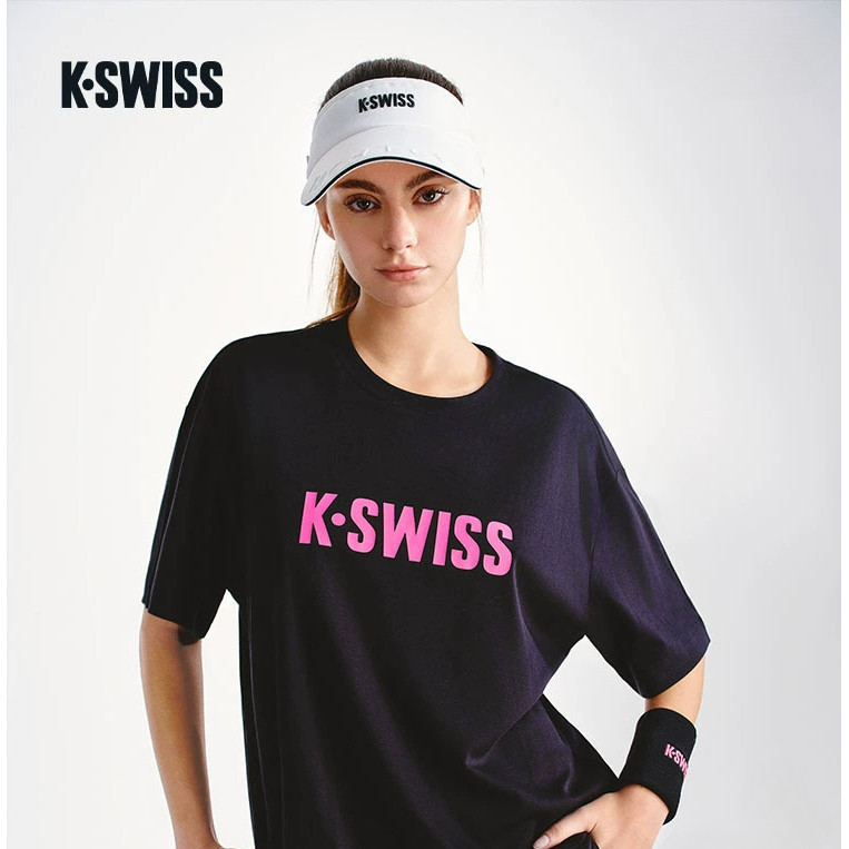 KSWISS ผู้ชายผู้หญิงสไตล์เดียวกัน Dopamine Letter Printing เสื้อยืดขนาดใหญ่
