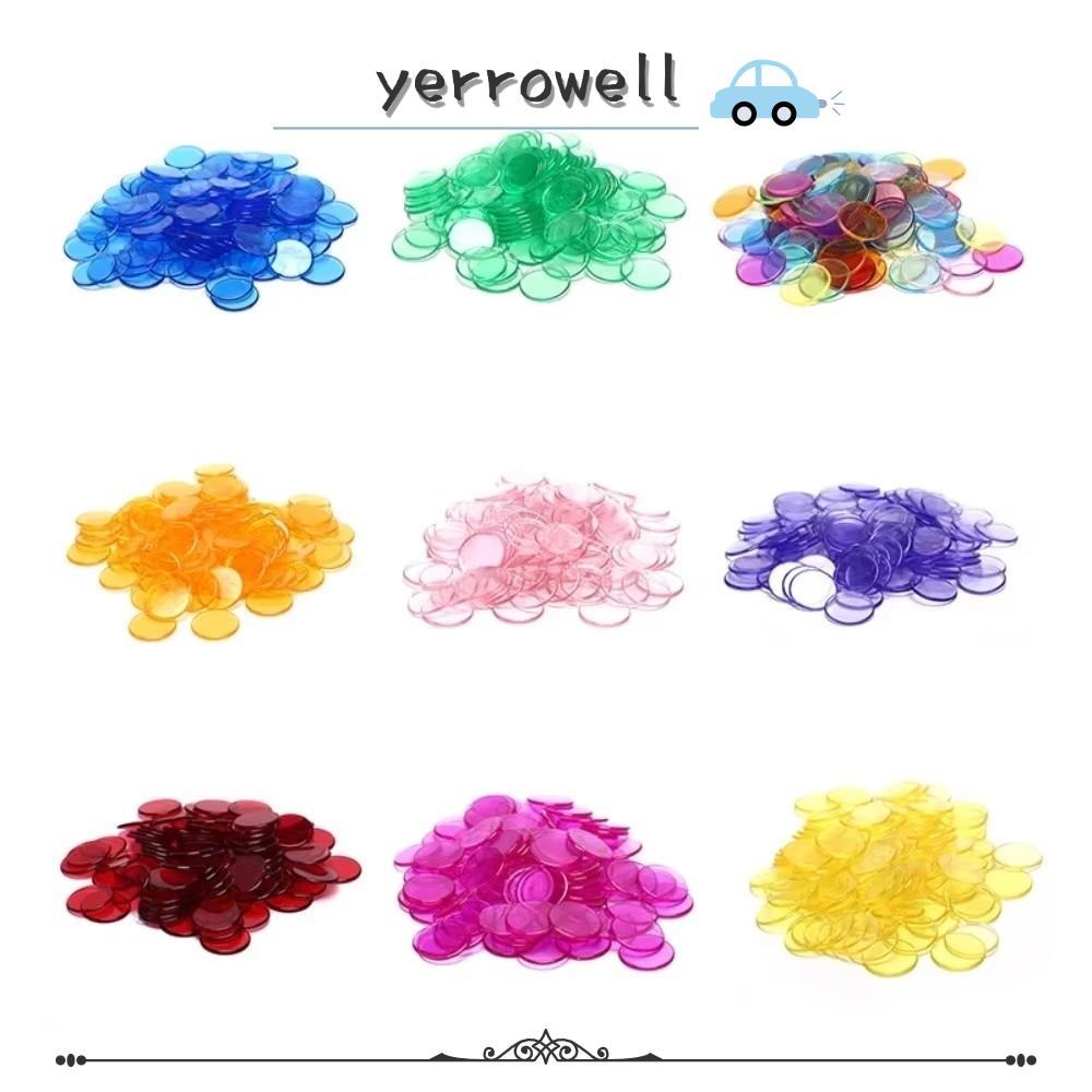 YERROWELL 100 ชิ้นรอบนับชิป,พลาสติกน้ําหนักเบา Montessori บิงโกชิป,ที่มีสีสันโปร่งใสคณิตศาสตร์การเรียนรู้ทรัพยากรการศึกษาคณิตศาสตร์