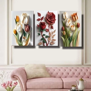 ของตกแต่งผนังดอกไม้ 8D สวยงามสมจริง ขนาด 40x60 สำหรับตกแต่งห้องให้สวยงาม