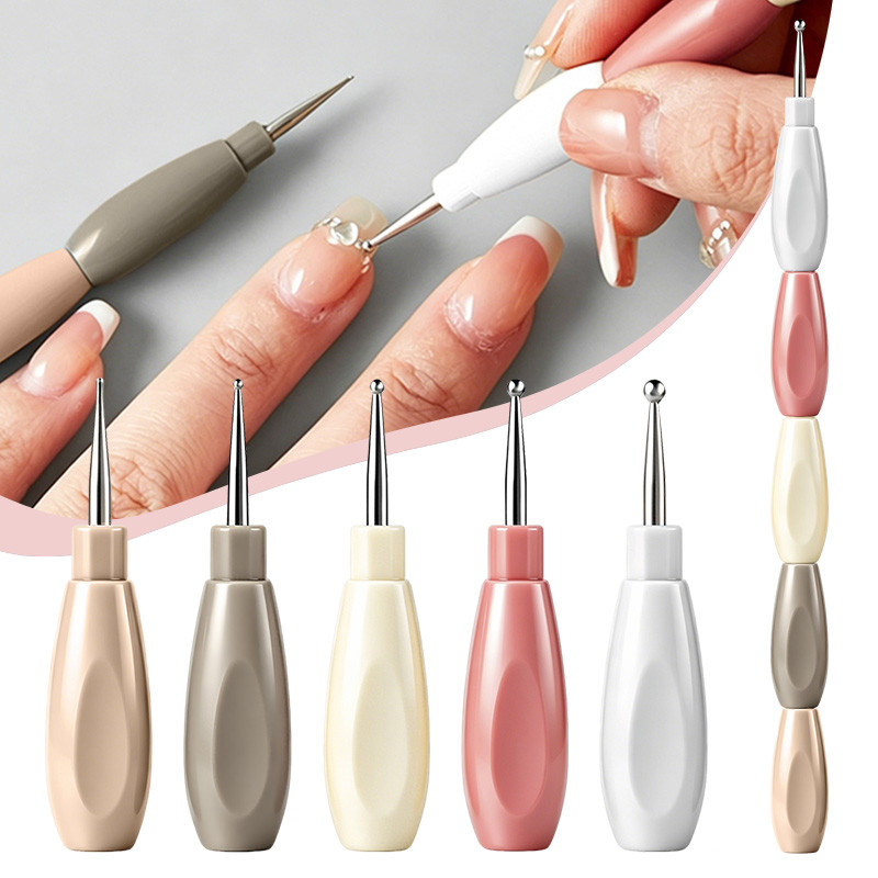 5 ชิ้น Interlocking Nail Art Dotting ปากกา Multicolor Handle Liner วาดดอกไม้ Dotting Rhinestone หยิบ DIY เล็บเครื่องมือ