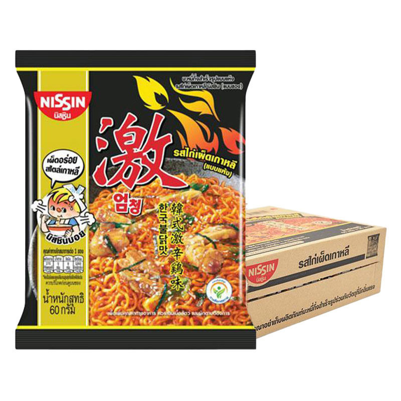 นิสชิน บะหมี่กึ่งสำเร็จรูป รสไก่เผ็ดเกาหลี 60 ก. x 30 (NISSIN Premium Bag Korean Hot Chili Chicken 60 g x 30)