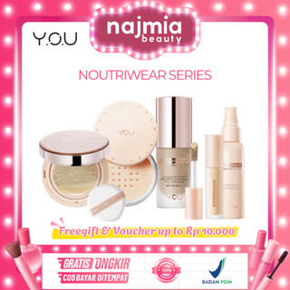 Najmia Ofc YOU NoutriWear+ Series l Airy Fit Loose Powder l Flawless Cushion l  Velvet Liquid Foundation l Concealer | Make up Stay Lock Mist