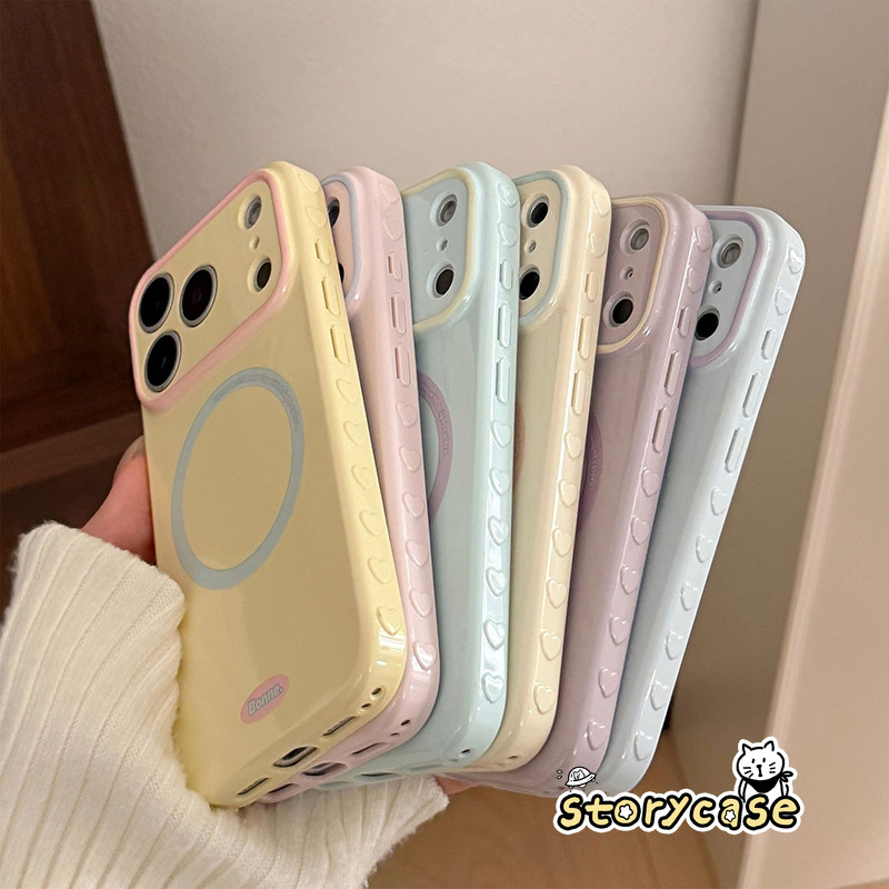 เคสโทรศัพท์ที่มีขอบเป็นรูปหัวใจ เคสไอโฟน17 สำหรับ IPhone  16 7 8 15 Plus XR X XS Max Air 17 12 15 11 13 16 14 Pro