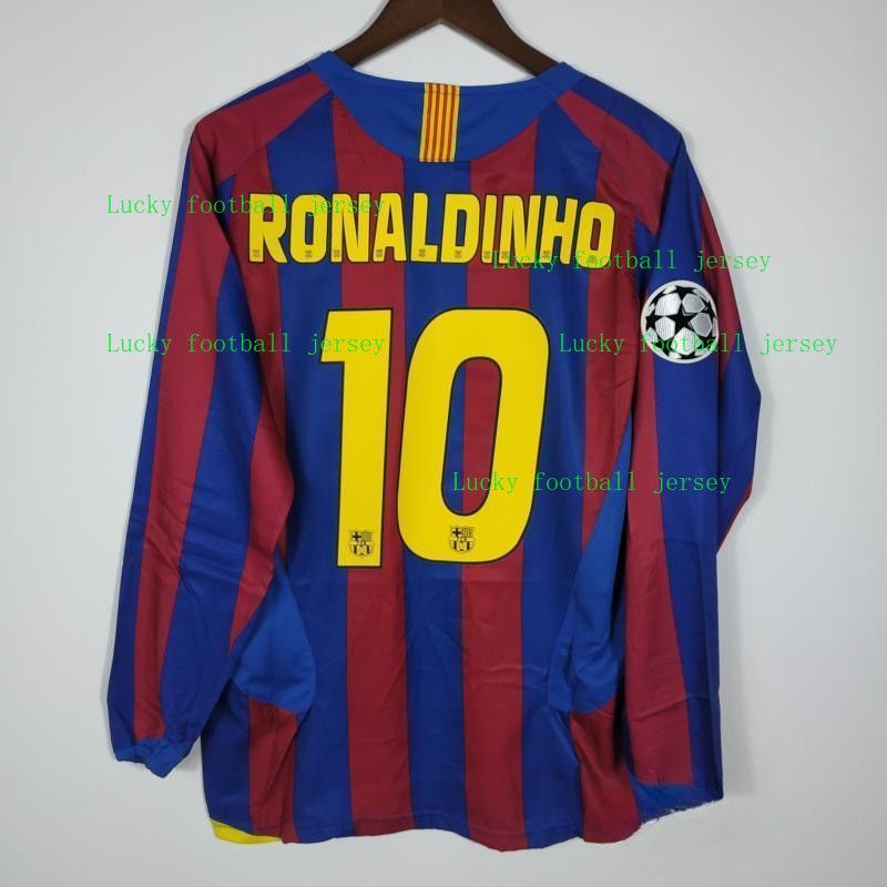 2005/06 Barcelona Home long sleeve  retro man  football Long  jersey