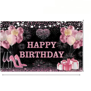 สุขสันต์วันเกิดผ้าตกแต่ง, Happy Birthdayพื้นหลังแบนเนอร์ผ้าตกแต่งผนัง วัสดุ:ผ้าโพลีเอสเตอร์