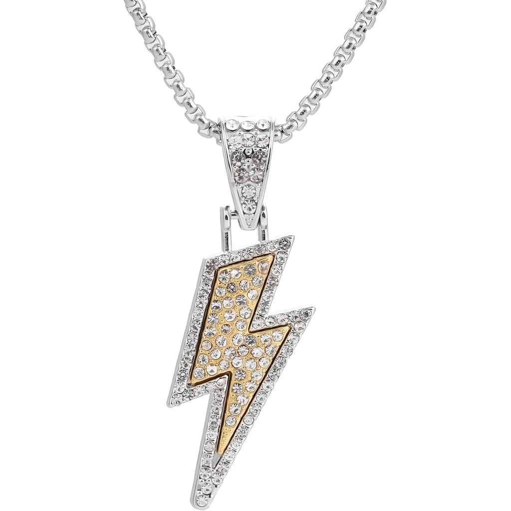 ONLYJUMP Hip Hop Lightning Bolt สร้อยคอสําหรับผู้ชายผู้หญิง 18K Gold Plated Lightning Bolt สร้อยคอ C