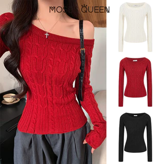 <MOSESQUEEN> เสื้อผ้าสตรี แบบเดี่ยว แขนยาว คอปก รูปตัววี ฤดูหนาว ย้อนยุค ไม่มีสาย กระชับ ดูแล้วน่าสนใจ #59808