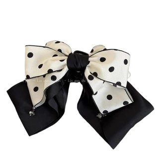 Polka Dot Bow ผ้าหางม้าคลิปหญิงที่สวยงาม Gripping คลิป
