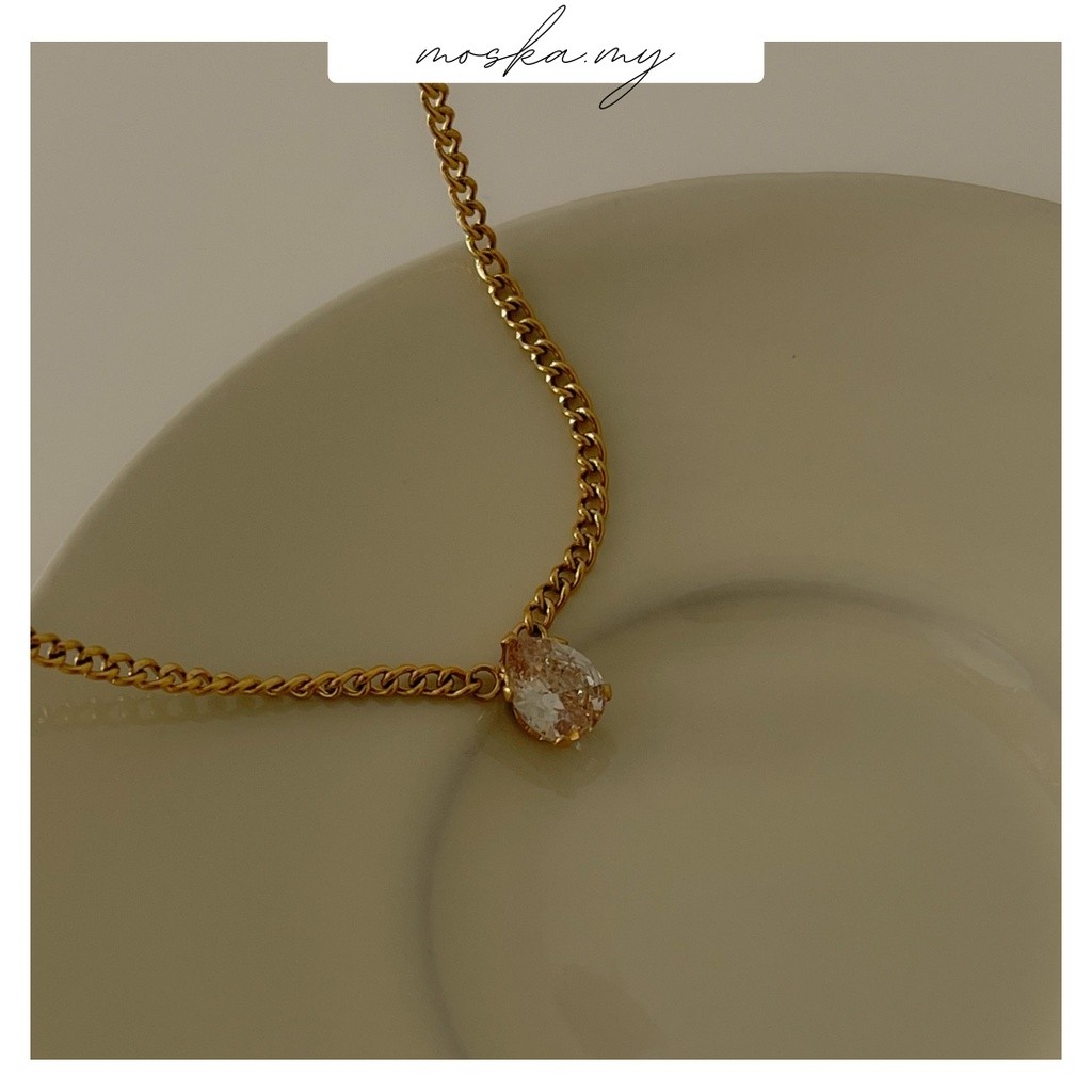 Moska Lyrica สร้อยคอที่โดดเด่นด้วย Drop Zirconia จี้หินผู้หญิงสร้อยคอจี้อุปกรณ์เสริมผู้หญิง