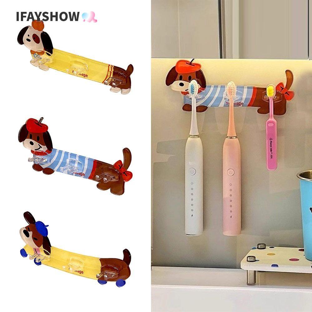 IFAYSHOW Plug Card Slot Storage Hook, Dopamine อะคริลิค Dachshund ผู้ถือแปรงสีฟัน,ติดตั้งง่ายอเนกประสงค์ 3 ตะขอห้องนอนผู้ถืออุปกรณ์จัดระเบียบในครัวเรือน
