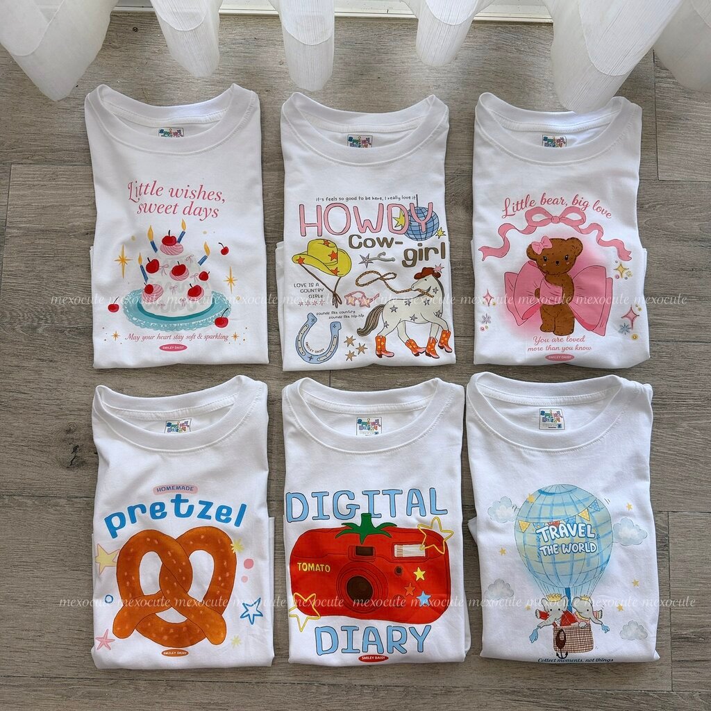 mexocute♡ (อก34”ยาว19”) Baby Tee เสื้อครอปทรงพอดีตัว smiley daisy