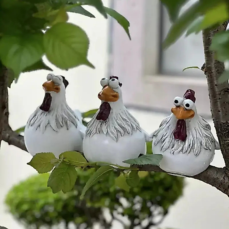 การตกแต่งไก่รั้ว น่าสนใจ การตกแต่งสวนฟาร์ม รูปปั้นไก่ วัสดุอีนาเมลยาง การตกแต่งลานบ้าน การตกแต่งสวน