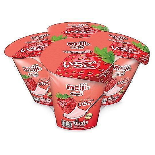 [สินค้าส่งด่วน] เมจิ โยเกิร์ต ผสมสตรอเบอร์รี 135 กรัม แพ็ค 4 MEIJI YOGURT WITH STRAWBERRY 135 G .PACK 4