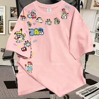 🚚【จัดส่งจากไทย】เสื้อยืดพิมพ์ลายเครยอนชินจัง แขนสั้น คอกลม ผ้าเนื้อนุ่ม สวมใส่สบาย