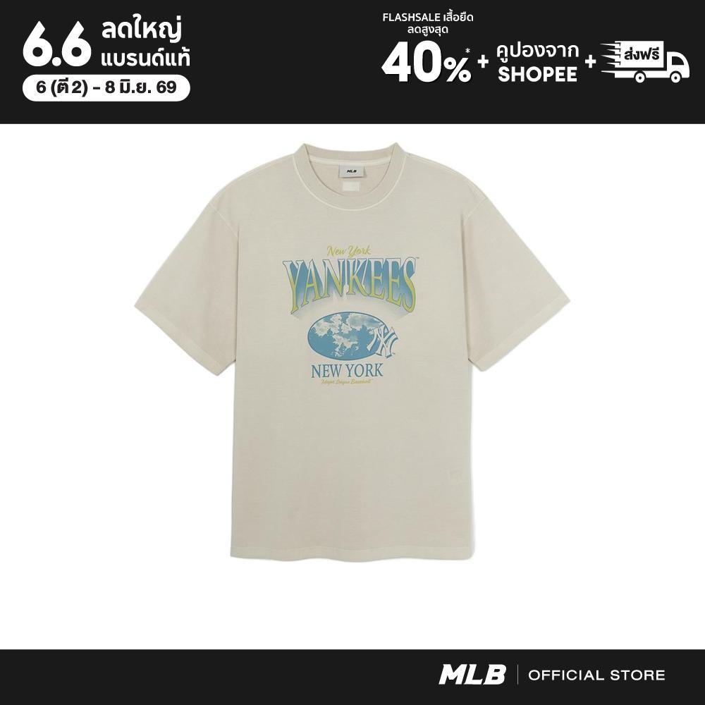 MLB เสื้อยืด ยูนิเซ็กซ์ Varsity Washing Vintage Over Fit T-Shirts รุ่น 3ATSV6153 50CRD สีครีม