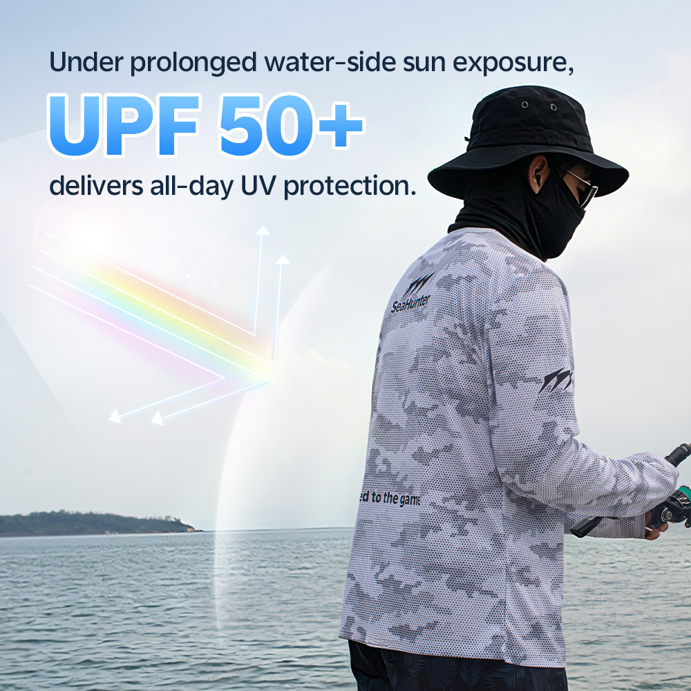 SeaHunter Fishing T-Shirt เสื้อตกปลา กันUV UPF50+ เสื้อตกปลา ผ้าเย็น แห้งเร็ว ระบายอากาศ กันแดดกลางแจ้ง