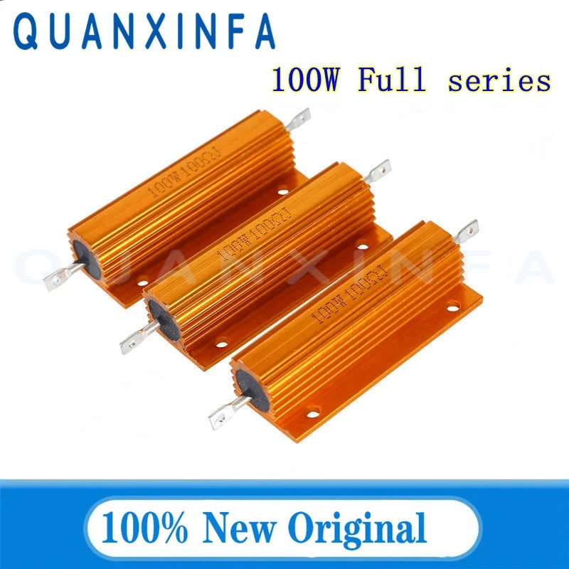1PCS 100W RX24 อลูมิเนียมโลหะกรณี Wirewound Resistor 0.1R 0.2R 20R 22R 0.5R 1K 2K 5K 10R 6.8R 50R 1K