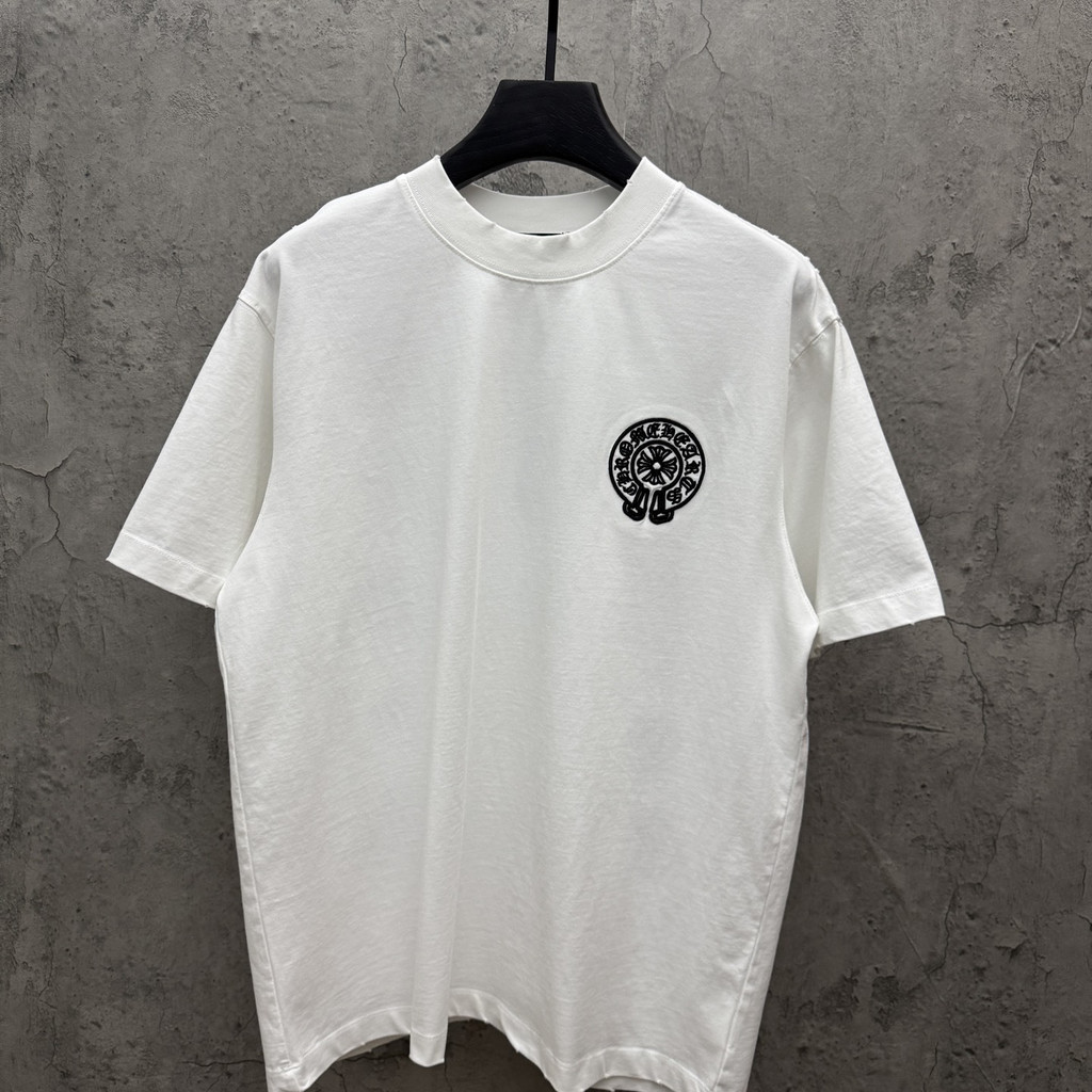 JIS8 Chrom*CH 26Summer short-sleeve embroidery logo Sanskrit lettering high street short sleeve shir