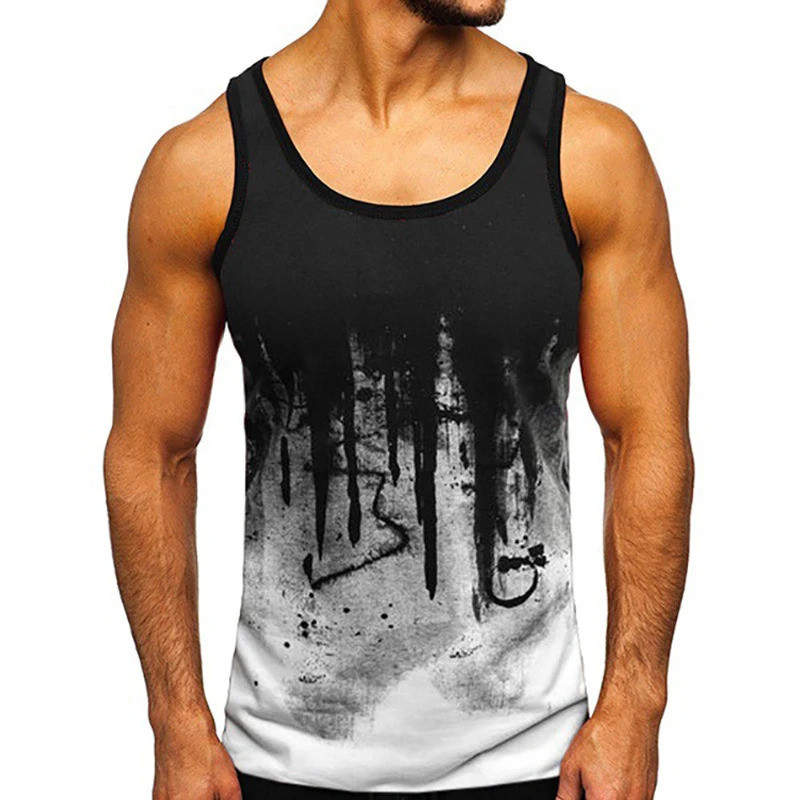Tie-dye 3D กราฟิก Y2k เสื้อผ้าฤดูร้อนผู้ชายกีฬาถัง Gym ฟิตเนสเสื้อแขนกุด O-คอไล่โทนสีพิมพ์ Plus ขนาด