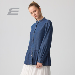 ELGINI E16476 Blaus Peplum Denim Wanita S-XXL | Women's Denim Peplum Blouse