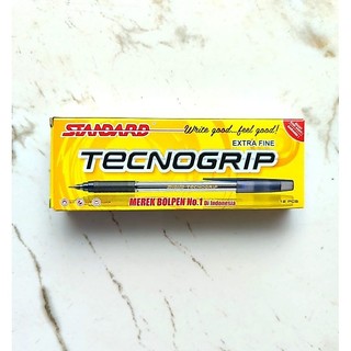 Pulpen Standard Tecnogrip Hitam 0.38 mm ( 1 Pack / 12 Pcs )