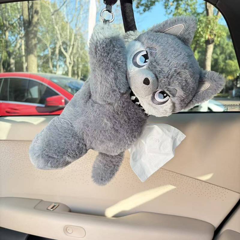 Car Tissue Box Tissue Armrest Box Hanging Cute Cartoon Car Paper Box Creative for Car Decoration J0B