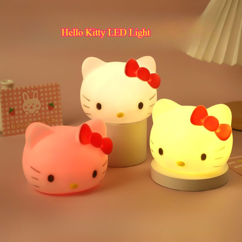 ไฟกลางคืน LED PVC Hello Kitty ไฟวอร์มหรี่แสงได้ | โคมไฟกลางคืนเด็กปลอดสารพิษที่ปลอดภัย | ของขวัญงานรื่นเริงและสหายก่อนนอน