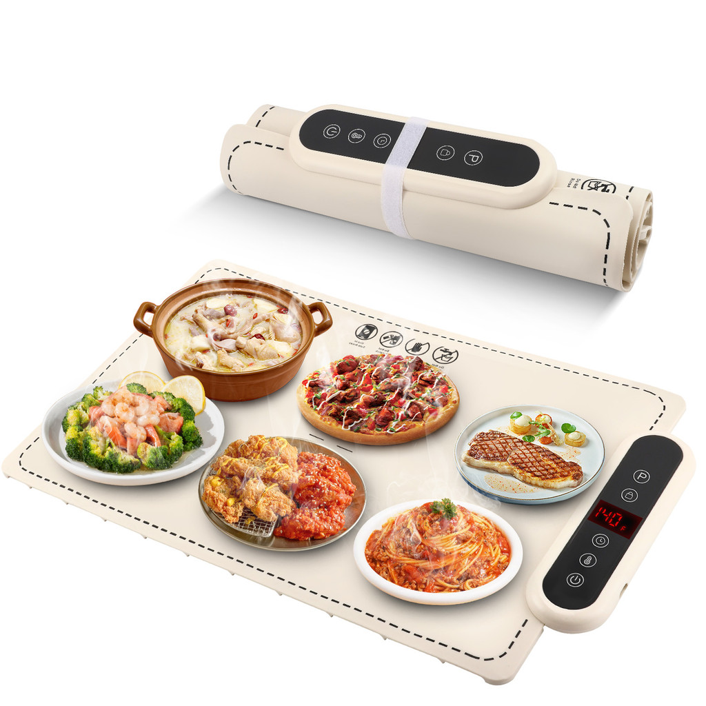 Hot ! แผ่นอุ่นอาหารพกพา ตั้งเวลา24ชม. ปรับ6ระดับ ซิลิโคน 60x38ซม. เหมาะบุฟเฟ่ต์-ปาร์ตี้ จัดส่งไว