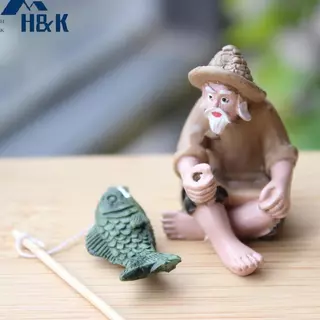 [H&K] ตกปลา Old Man รูปเรซิ่นรูปปั้นเครื่องประดับสวน Micro-Landscape Garden Craft {th}