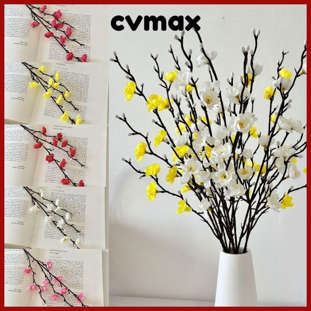 CVMAX ดอกบ๊วยประดิษฐ์ Wintersweet Faux Flower 54 ซม. พลาสติก สไตล์จีน กิ่งยาว ตกแต่งบ้าน DIY หรูหรา 1 ชิ้น