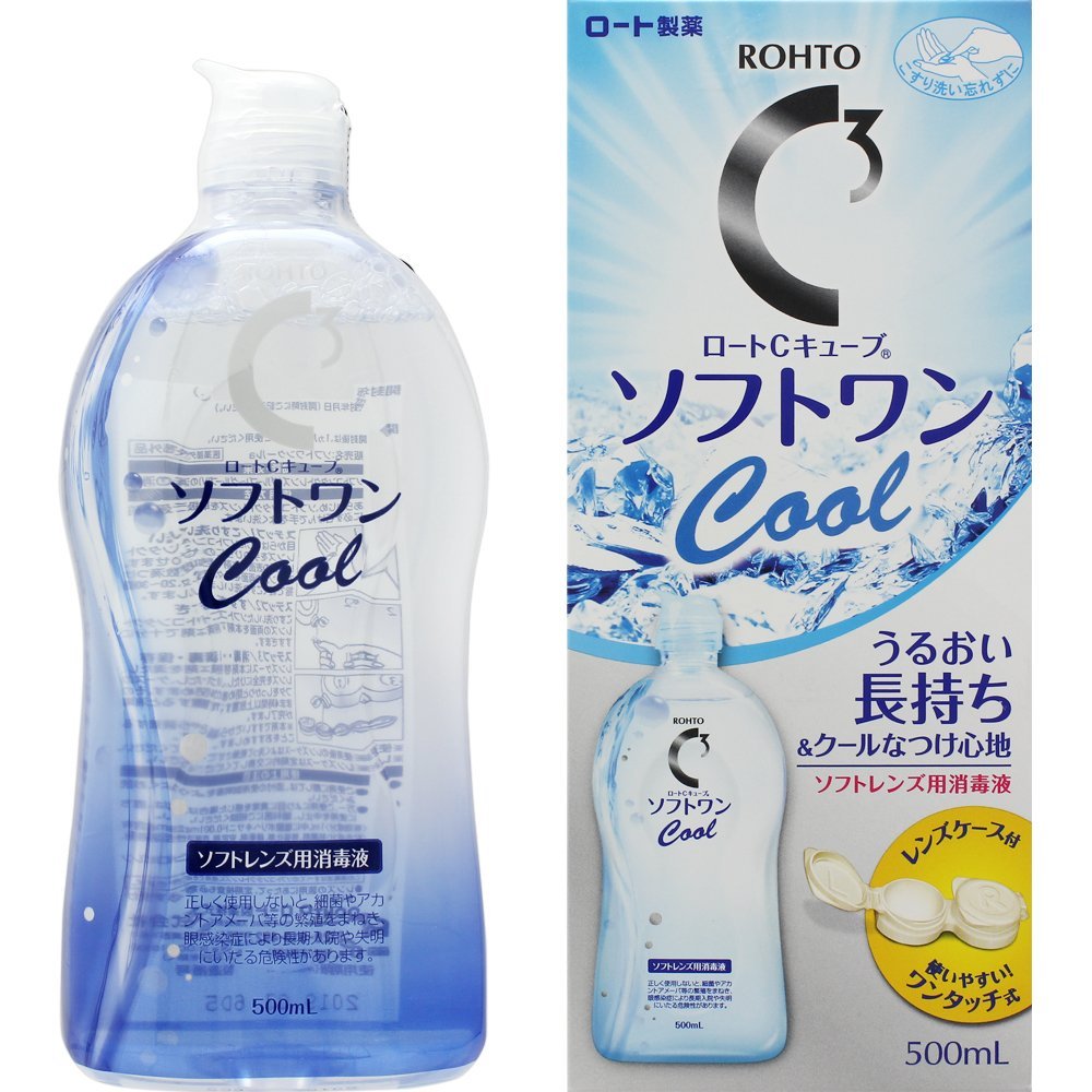 Rohto C Cube Soft One Cool Soft Contact Lens 500ml น้ำยาล้างคอนแทคเลนส์ จากญี่ปุ่น