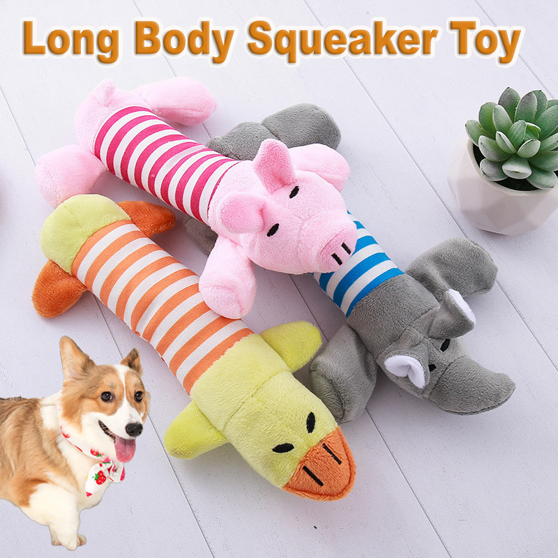 สัตว์เลี้ยง Long Body Squeaker Soft Pet Toy Pillow ของเล่นสุนัข ของเล่นแมว Bite Chewy