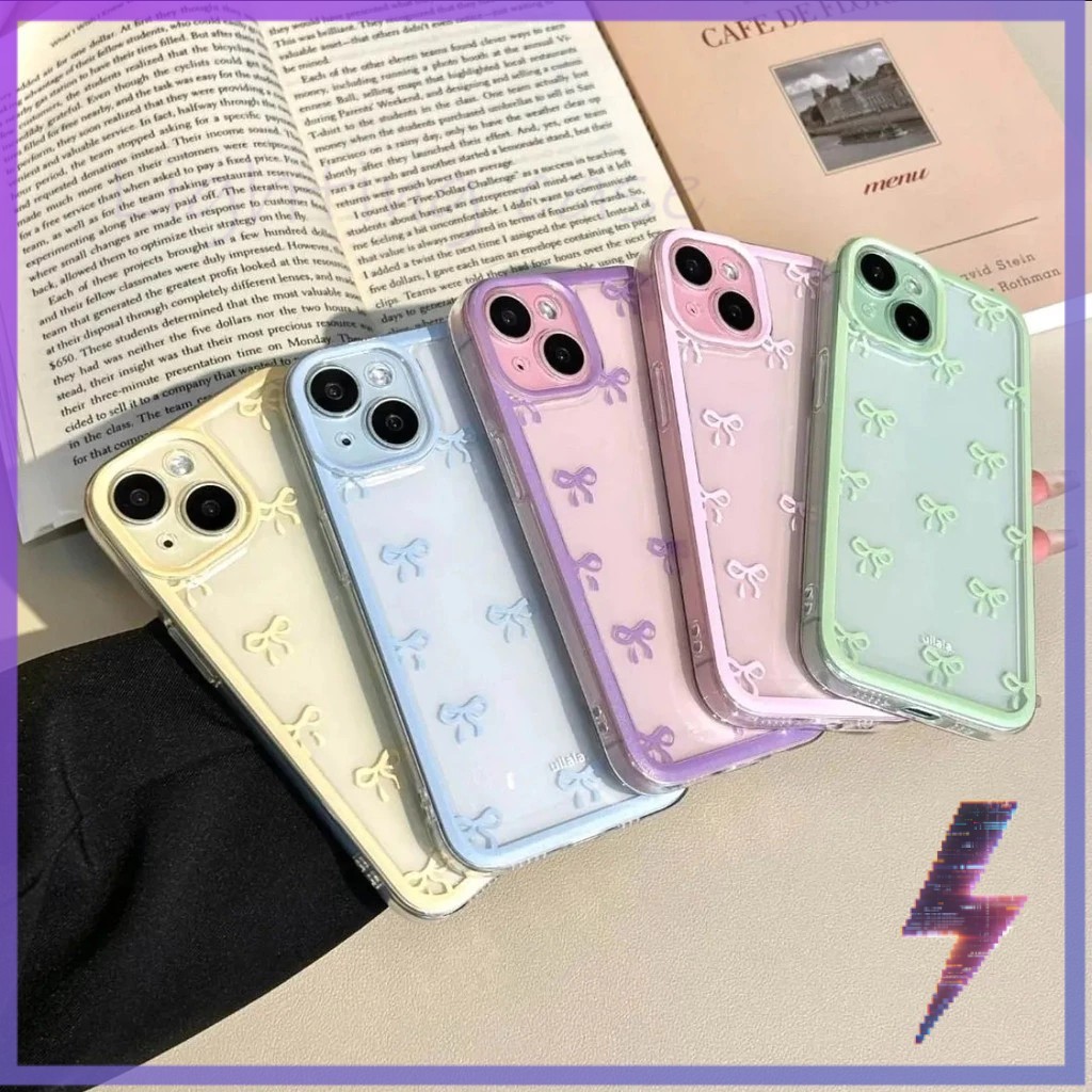 GOOD เคสสำหรับไอโฟนพิเศษ โบว์ case for IPhone 11 12 17 13 14 16 15 Pro Max X XS XR Max 8 7 Plus เรียบง่าย โปร่งใส เคส