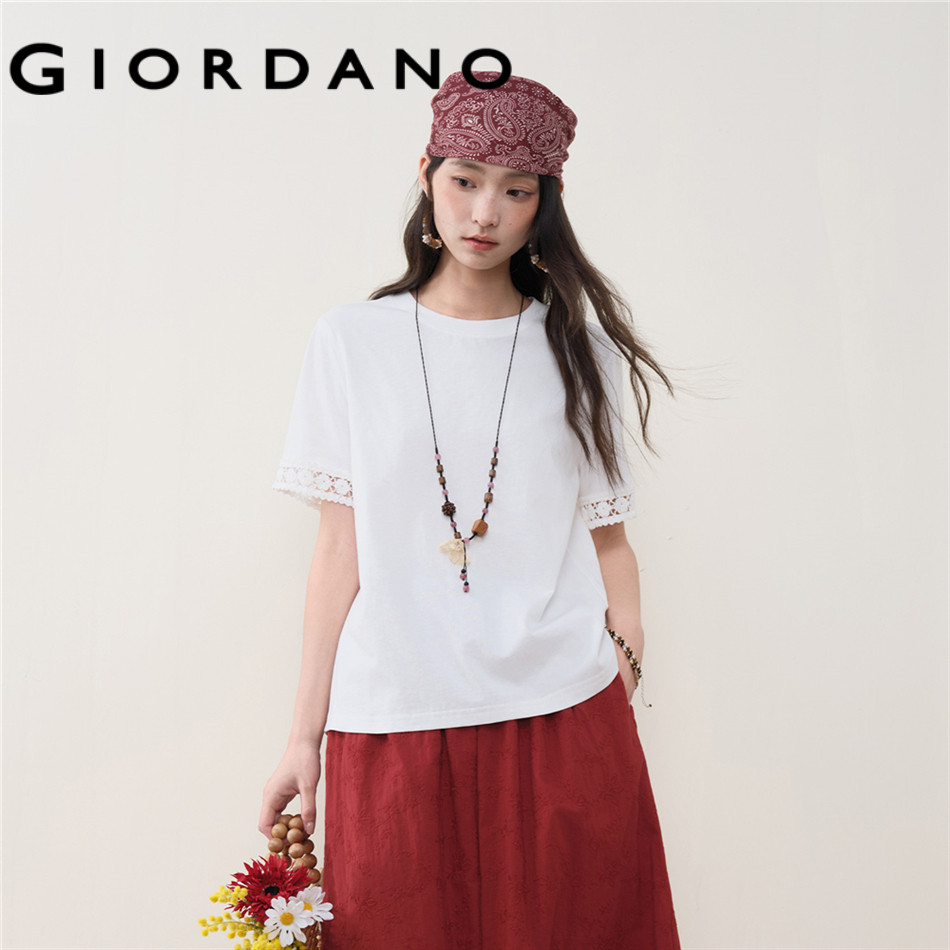 GIORDANO WOMEN Women Pure Cotton T-Shirt 18326706