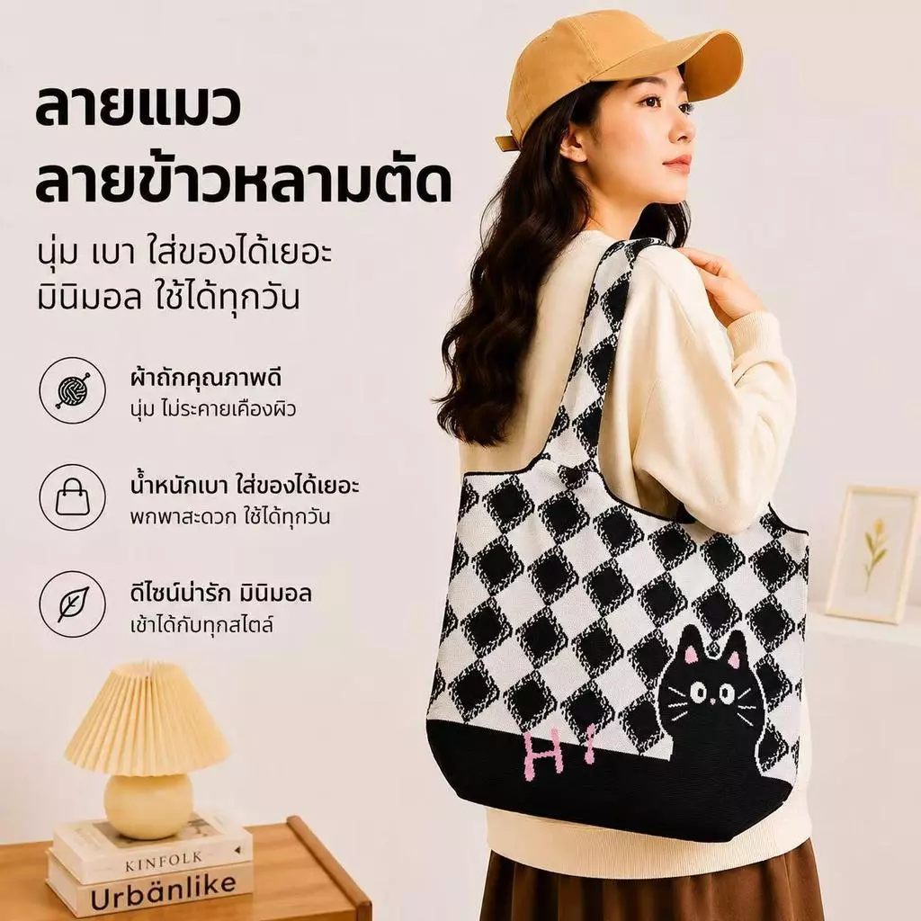 【พร้อมส่ง】กระเป๋าถักผู้หญิง กระเป๋าสะพายไหล่ทรงโท้ท ใบใหญ่ จุของเยอะ ดีไซน์แฟชั่น ใช้ได้ทุกวัน