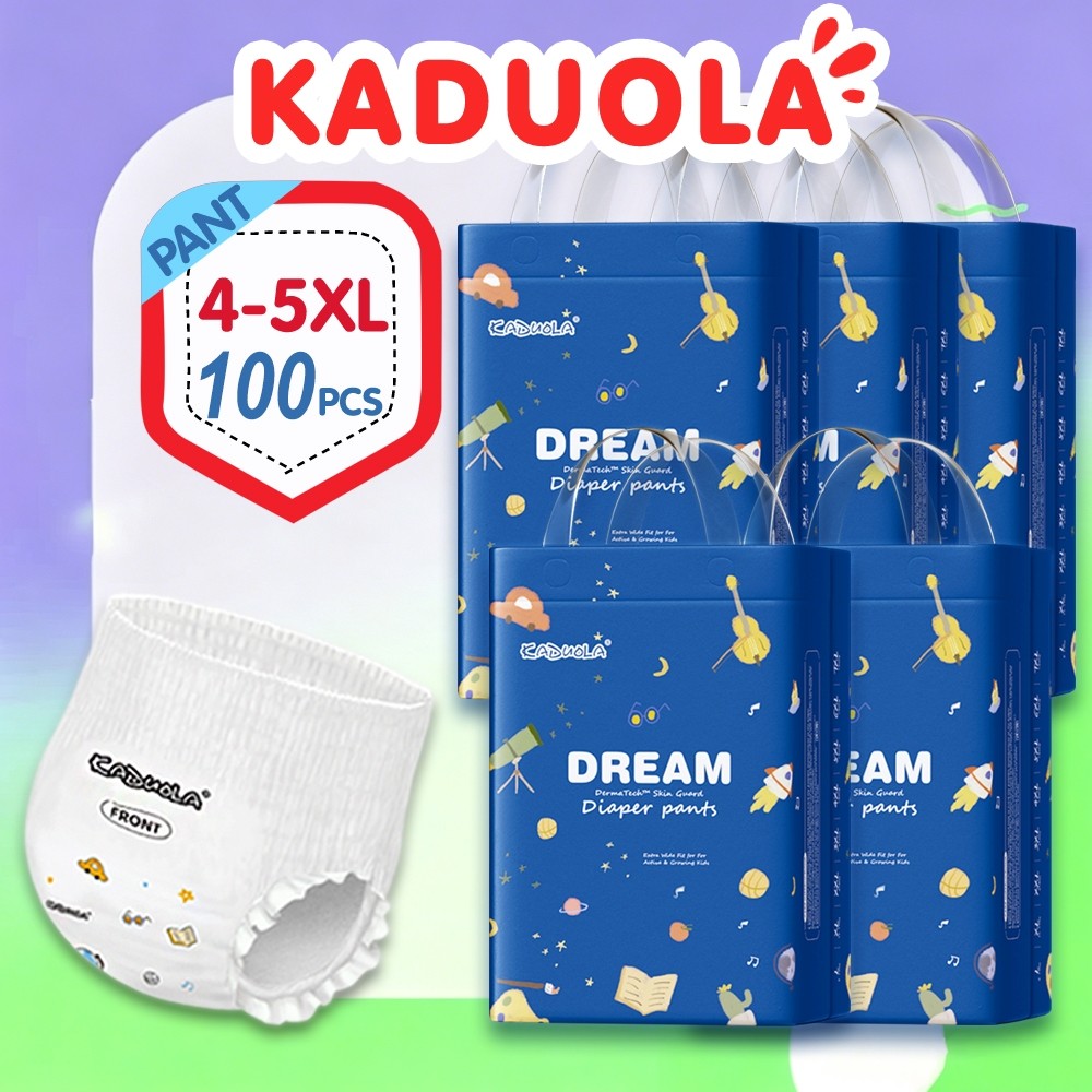 100 ชิ้น/5 แพ็ค Kaduola ผ้าอ้อมกางเกงดึงขึ้น 4XL 5XL 6XL 7XL กางเกงผ้าอ้อมสําหรับเด็ก 14-20pcs ขนาดใหญ่พิเศษเทปผ้าอ้อม Breathable นุ่มจัดส่งฟรี