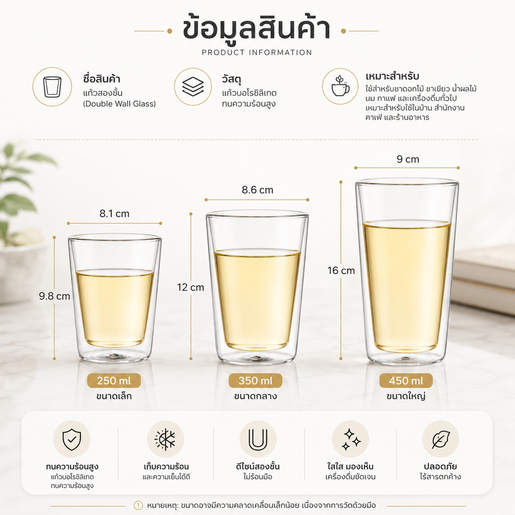 แก้ว Double Wall Glass รุ่น Tea Cup รูปที่ 2