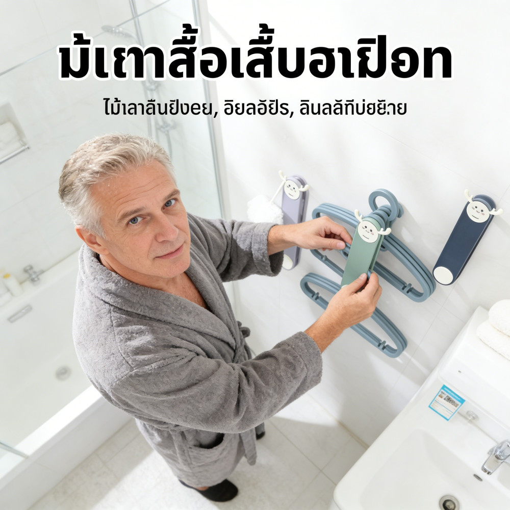 ที่เก็บไม้แขวนเสื้อสองชั้น ง่ายติดตั้ง ไม่ต้องเจาะรู ขาสูง29ซม. ขยายได้