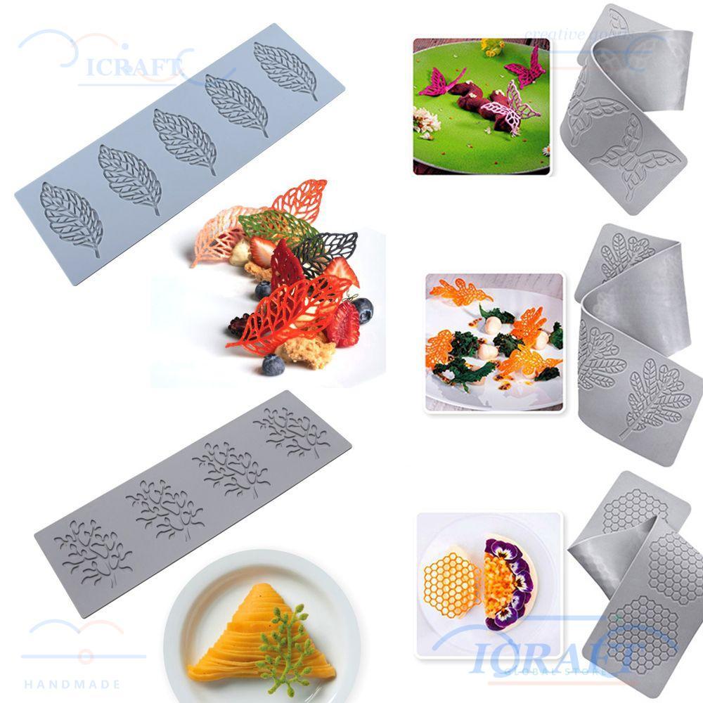 ICRAFT ซิลิโคน Mould ใบไม้รังผึ้งผีเสื้อเครื่องมืออบขอบตกแต่งเค้ก