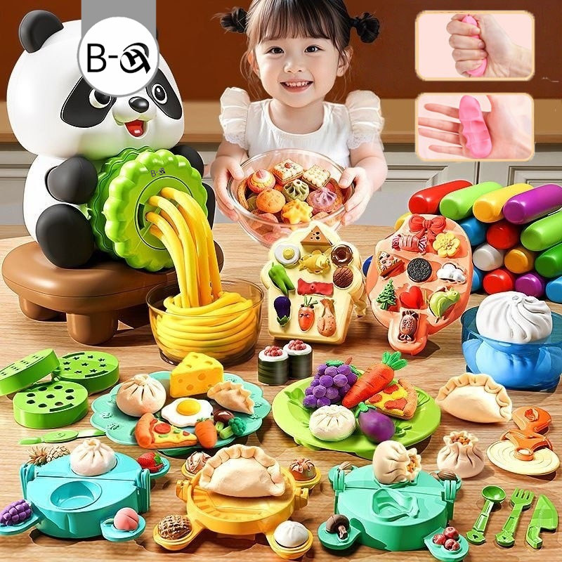 BHQ ของเล่น DIY แป้งโดว์ดินน้ำมัน 12/24 สี ของเล่นเครื่องทำก๋วยเตี๋ยว แม่พิมพ์ดินน้ำมันสำหรับเด็ก