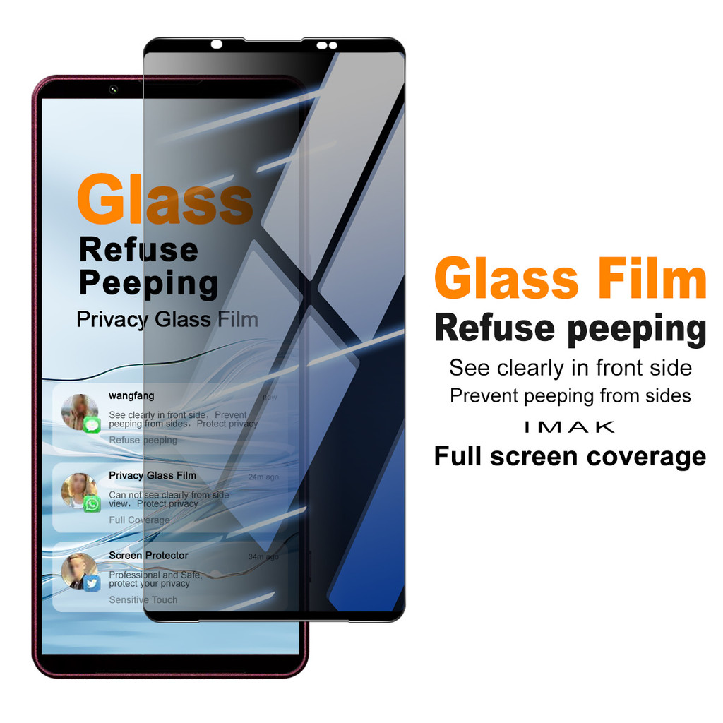 Imak Privacy Glass สําหรับ Sony Xperia 1 VIII Mark 8 Anti Peeping กระจกนิรภัย Anti Spy คลุมทั้งหมดฟิล์มป้องกันหน้าจอ