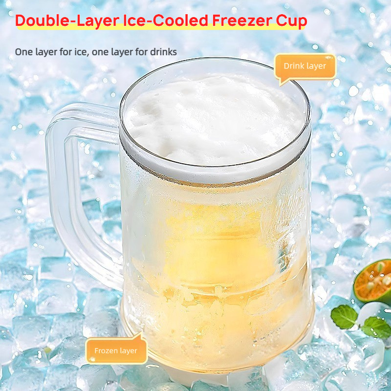 Double-Layer Ice Freezer Cup, Reusable Quick Cooling Beer Cup, Summer Cold Drink Mug for Juice Coffee Soda