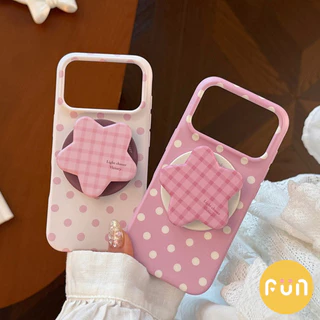 INS Polka Dot ลายสก๊อต Star ผู้ถือขาตั้งโทรศัพท์มือถือสําหรับ iPhone 17 16 15 14 Pro Max 13 Anti-Scratch TPU ปกหลังแม่เหล็กโทรศัพท์มือถือปลอก