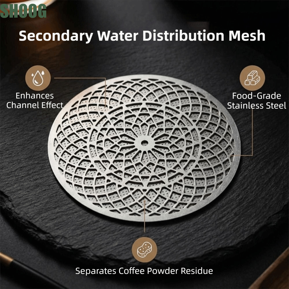 SHOOG Espresso Puck Screen, นํากลับมาใช้ใหม่ได้แม้กระทั่งสกัดกาแฟกรองตาข่าย, พรีเมี่ยม 51/53/58 มม.สแตนเลสเกรดอาหารหน้าจออาบน้ํารองกาแฟ